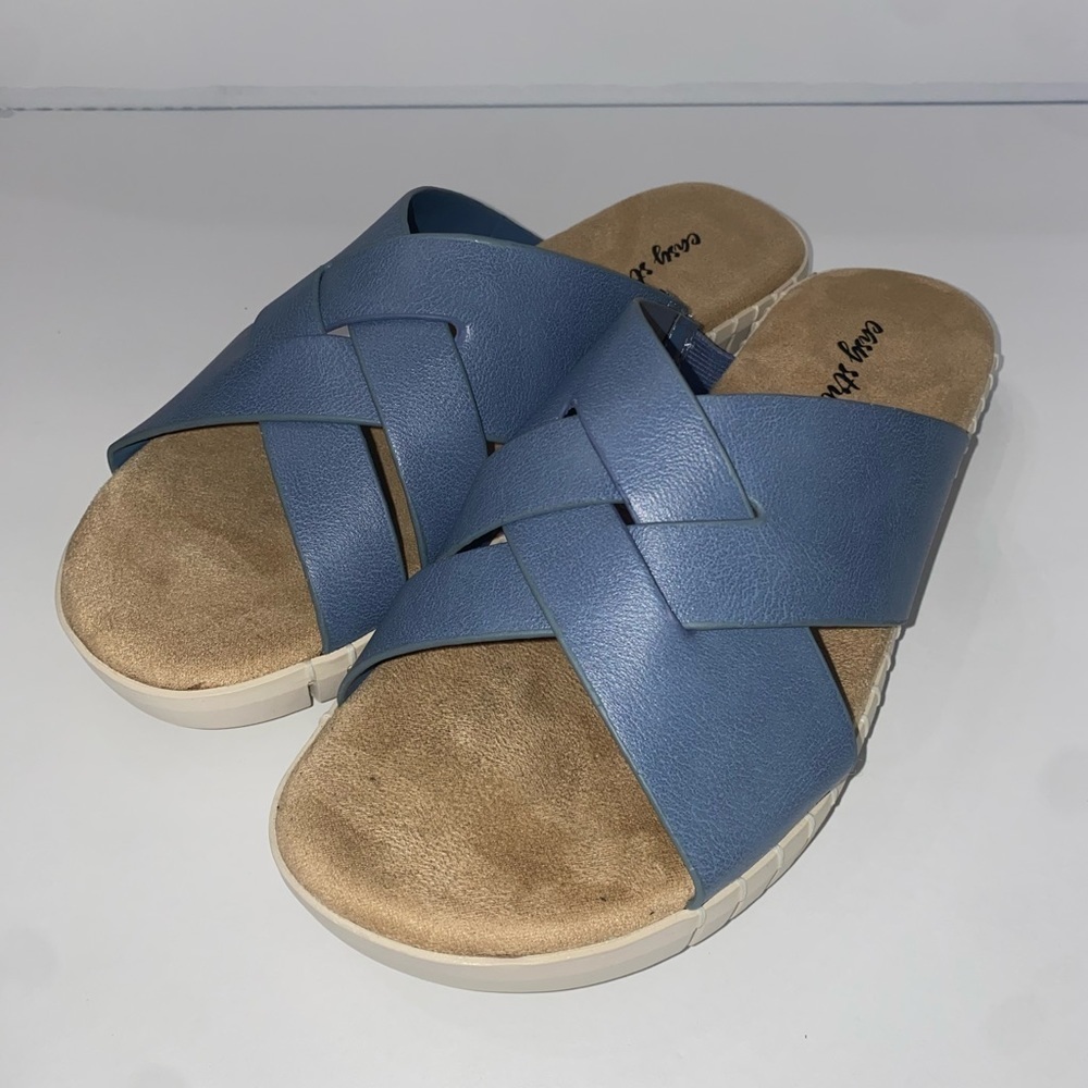 Easy Street Brylee Denim Slide Sandals Women 7.5W Comfort Slip-On New - Picture 6 of 9